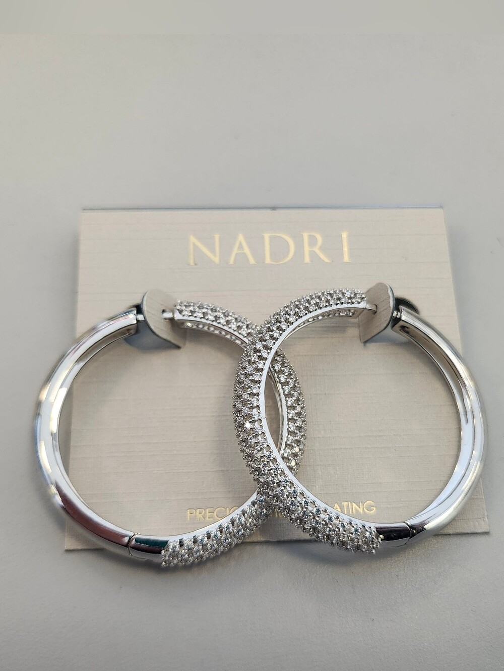 NWT Nadri Silver-Tone Cleo Cubic Zirconia Large Hoop Earrings